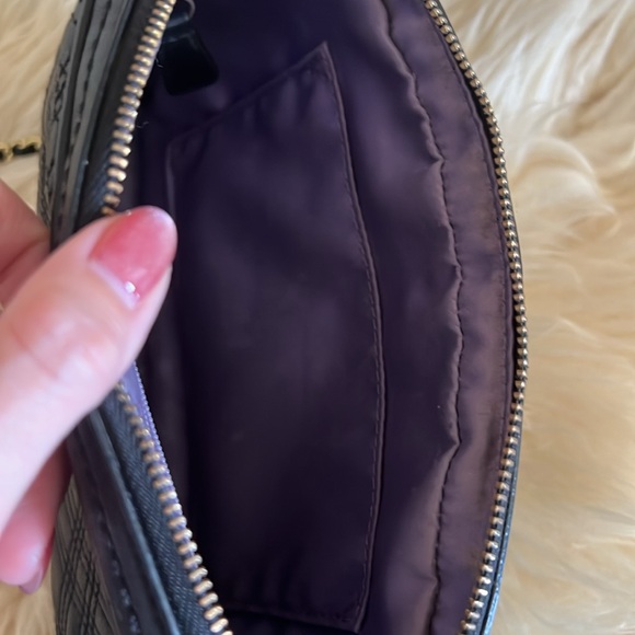 Authentic Black Leather Coach Crossbody Purse with Gold Chain Strap - Picture 9 of 16